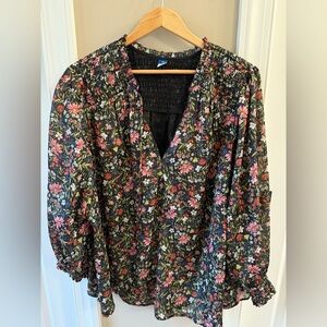 Old Navy Women’s Plus 3X Black Floral Women's Top - Multicolor